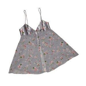 Y2k Fairy Victoria's Secret Babydoll Flyaway Floral Dress Purple Pink Satin Vtg
